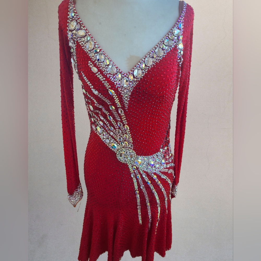 Bright Red Ella Rhythm/Latin Ballroom Dress